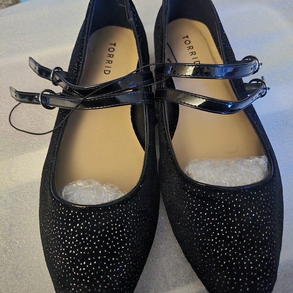 Torrid Black Sparkling Flats With Straps